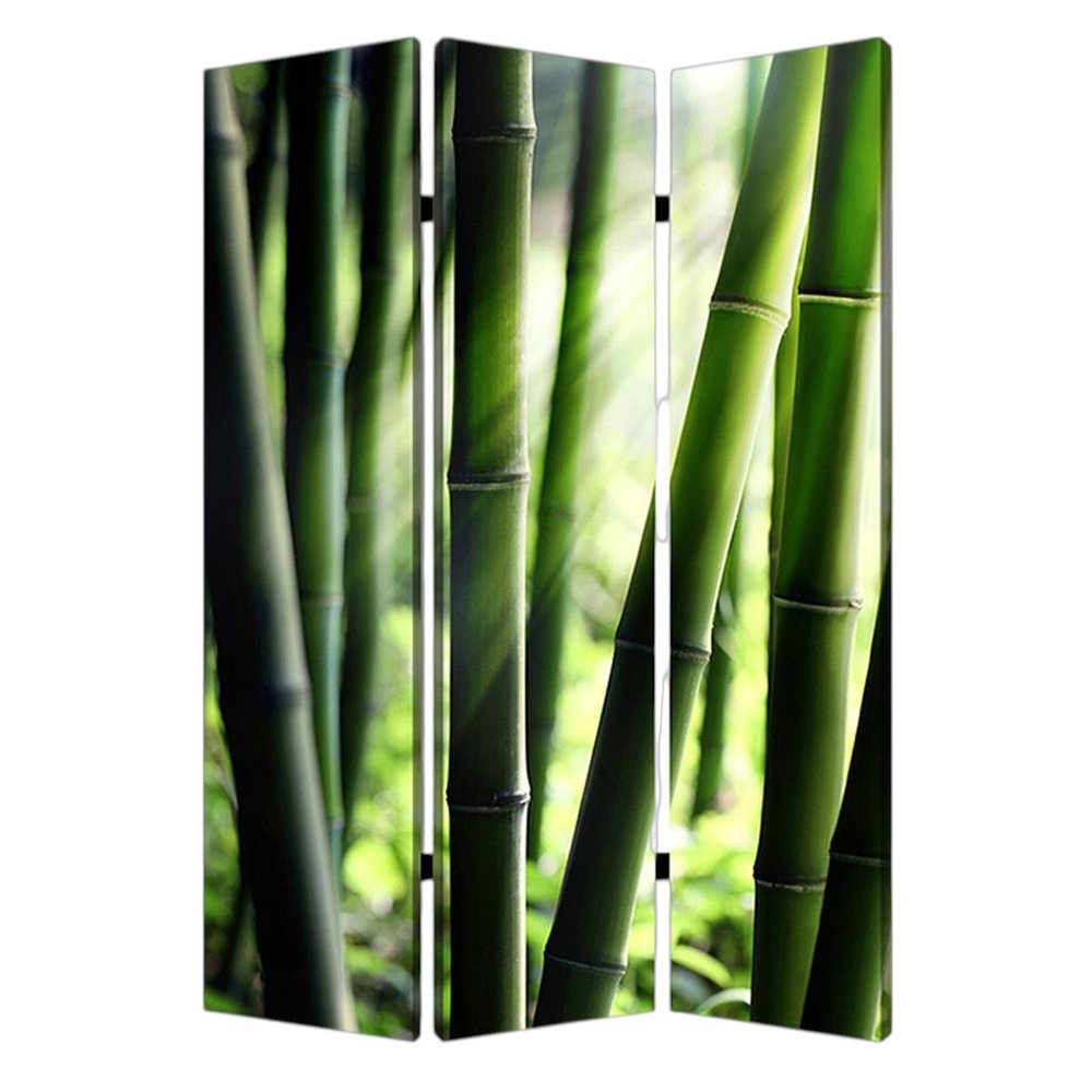 72" Green Canvas Folding Three Panel Screen Room Divider HomeRoots