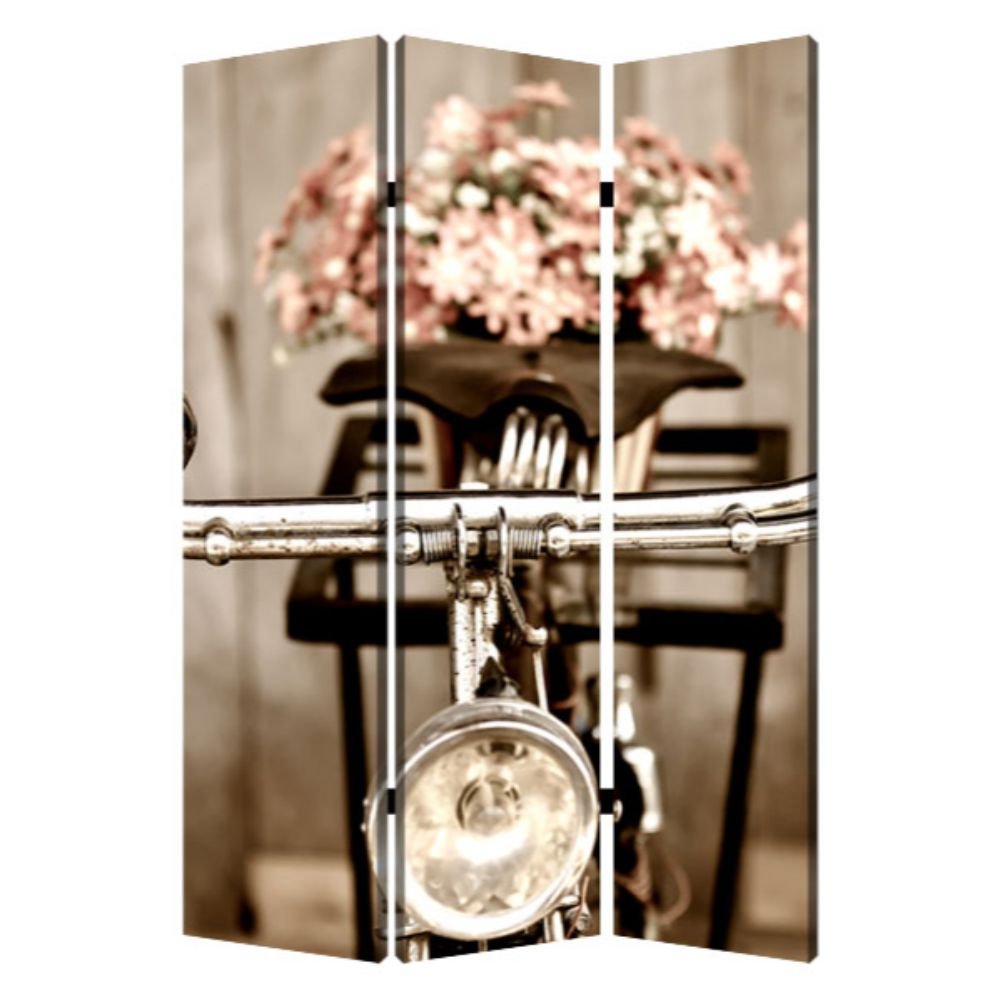 72" Brown Canvas Folding Three Panel Screen Room Divider HomeRoots