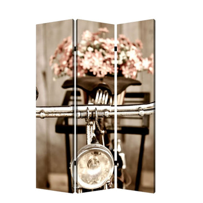 72" Brown Canvas Folding Three Panel Screen Room Divider HomeRoots