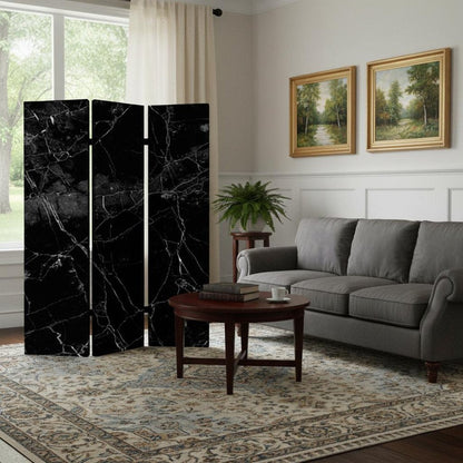 72" Gray Canvas Folding Three Panel Screen Room Divider HomeRoots