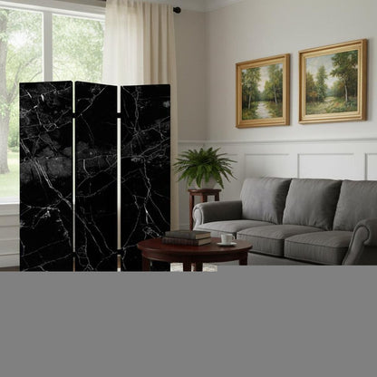 72" Gray Canvas Folding Three Panel Screen Room Divider HomeRoots