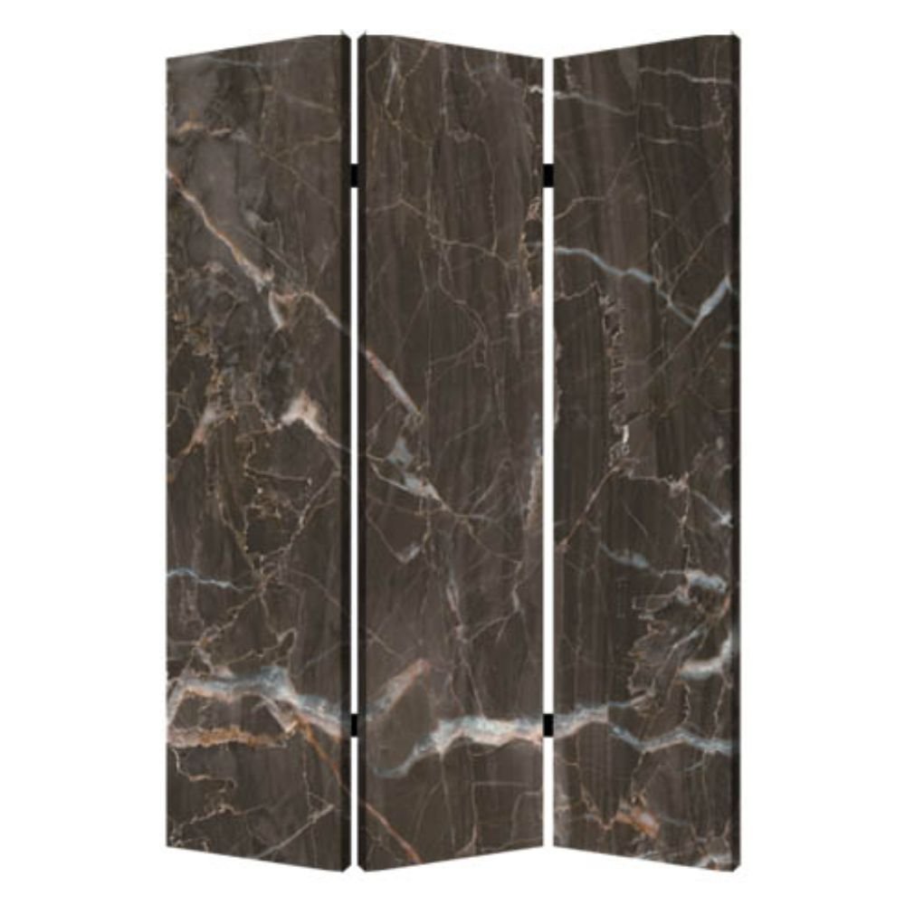 72" Gray Canvas Folding Three Panel Screen Room Divider HomeRoots