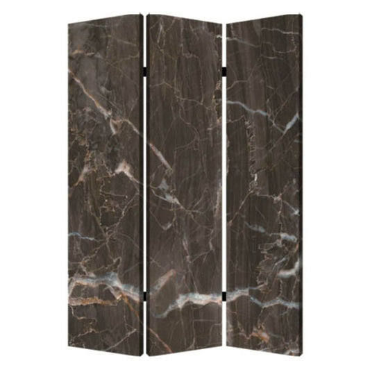 72" Gray Canvas Folding Three Panel Screen Room Divider HomeRoots