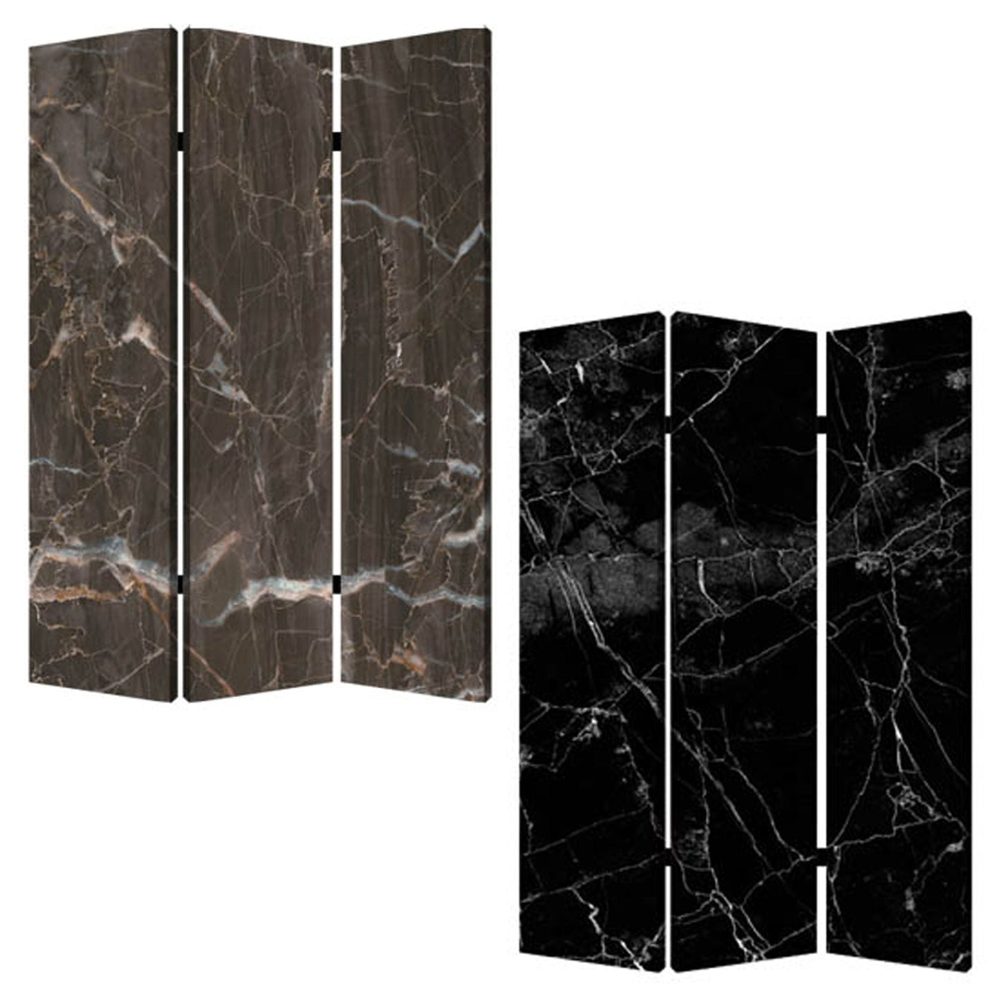 72" Gray Canvas Folding Three Panel Screen Room Divider HomeRoots