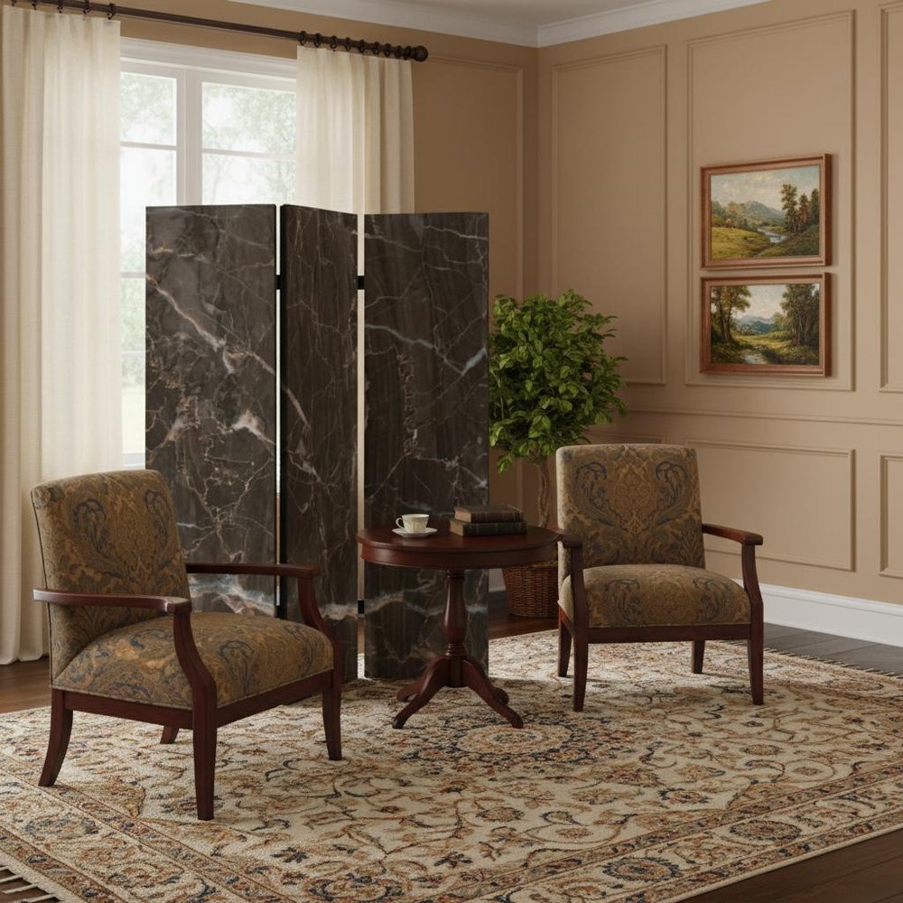 72" Gray Canvas Folding Three Panel Screen Room Divider HomeRoots