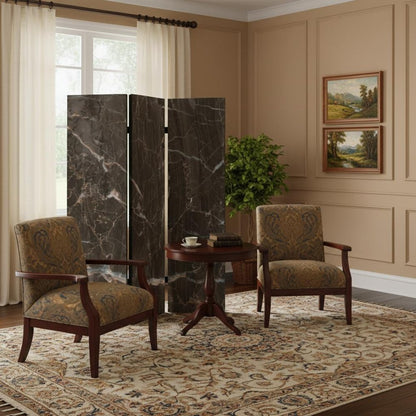 72" Gray Canvas Folding Three Panel Screen Room Divider HomeRoots