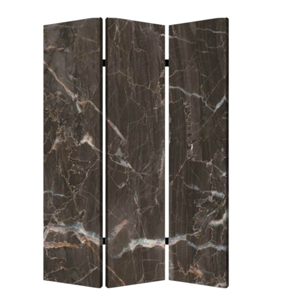 72" Gray Canvas Folding Three Panel Screen Room Divider HomeRoots