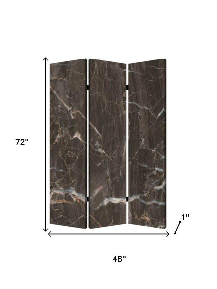 72" Gray Canvas Folding Three Panel Screen Room Divider HomeRoots