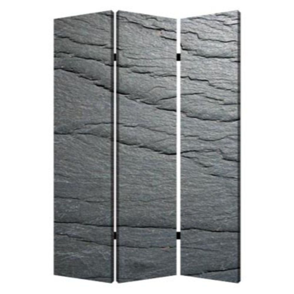 72" Gray Canvas Folding Three Panel Screen Room Divider HomeRoots