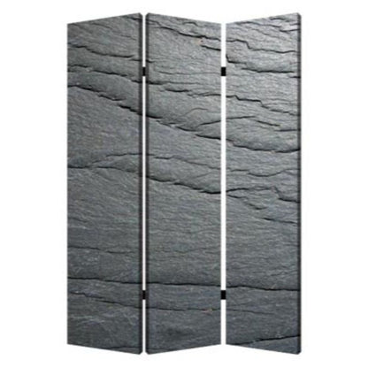 72" Gray Canvas Folding Three Panel Screen Room Divider HomeRoots