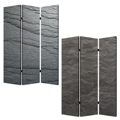 72" Gray Canvas Folding Three Panel Screen Room Divider HomeRoots