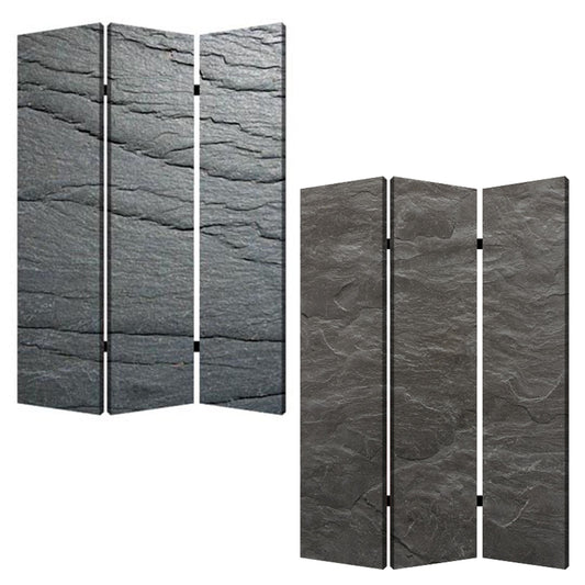 72" Gray Canvas Folding Three Panel Screen Room Divider HomeRoots