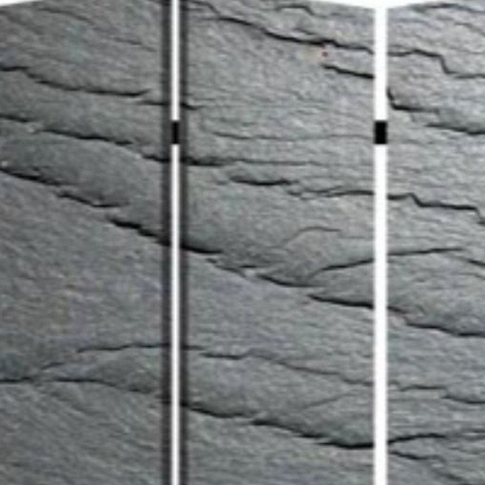 72" Gray Canvas Folding Three Panel Screen Room Divider HomeRoots