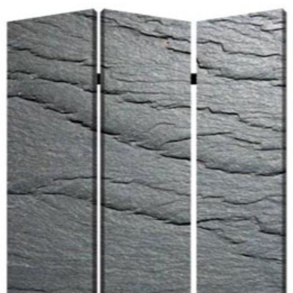 72" Gray Canvas Folding Three Panel Screen Room Divider HomeRoots