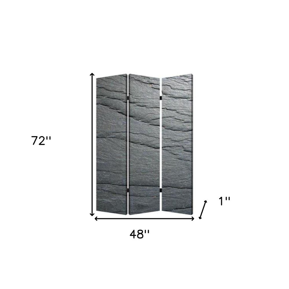 72" Gray Canvas Folding Three Panel Screen Room Divider HomeRoots