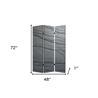 72" Gray Canvas Folding Three Panel Screen Room Divider HomeRoots