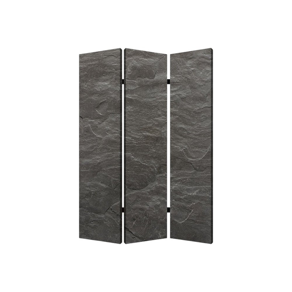 72" Gray Canvas Folding Three Panel Screen Room Divider HomeRoots