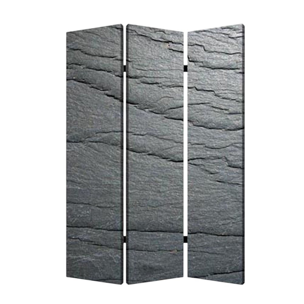 72" Gray Canvas Folding Three Panel Screen Room Divider HomeRoots