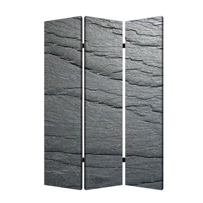 72" Gray Canvas Folding Three Panel Screen Room Divider HomeRoots