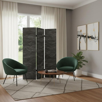 72" Gray Canvas Folding Three Panel Screen Room Divider HomeRoots