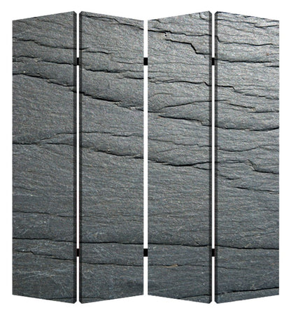 84" Gray Canvas Folding Four Panel Screen Room Divider HomeRoots