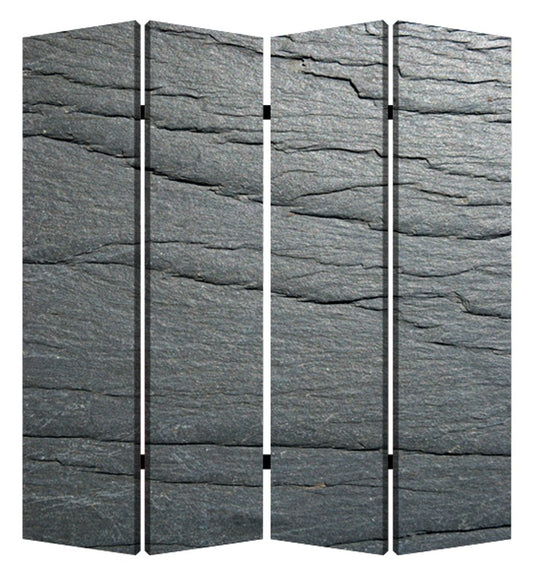 84" Gray Canvas Folding Four Panel Screen Room Divider HomeRoots