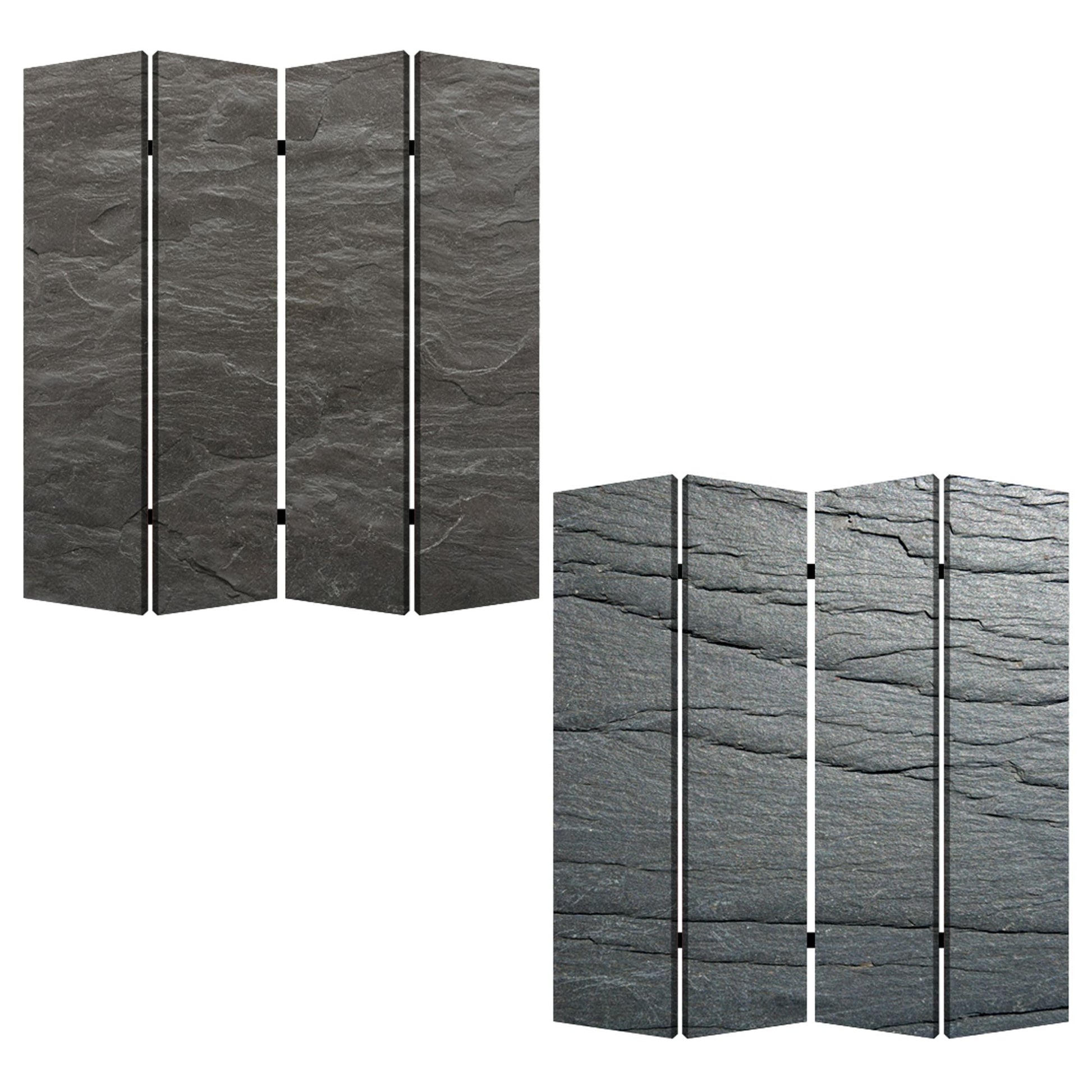 84" Gray Canvas Folding Four Panel Screen Room Divider HomeRoots