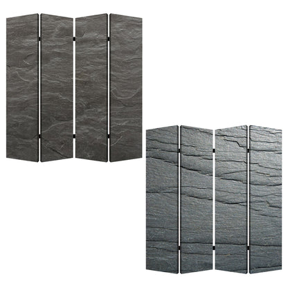 84" Gray Canvas Folding Four Panel Screen Room Divider HomeRoots