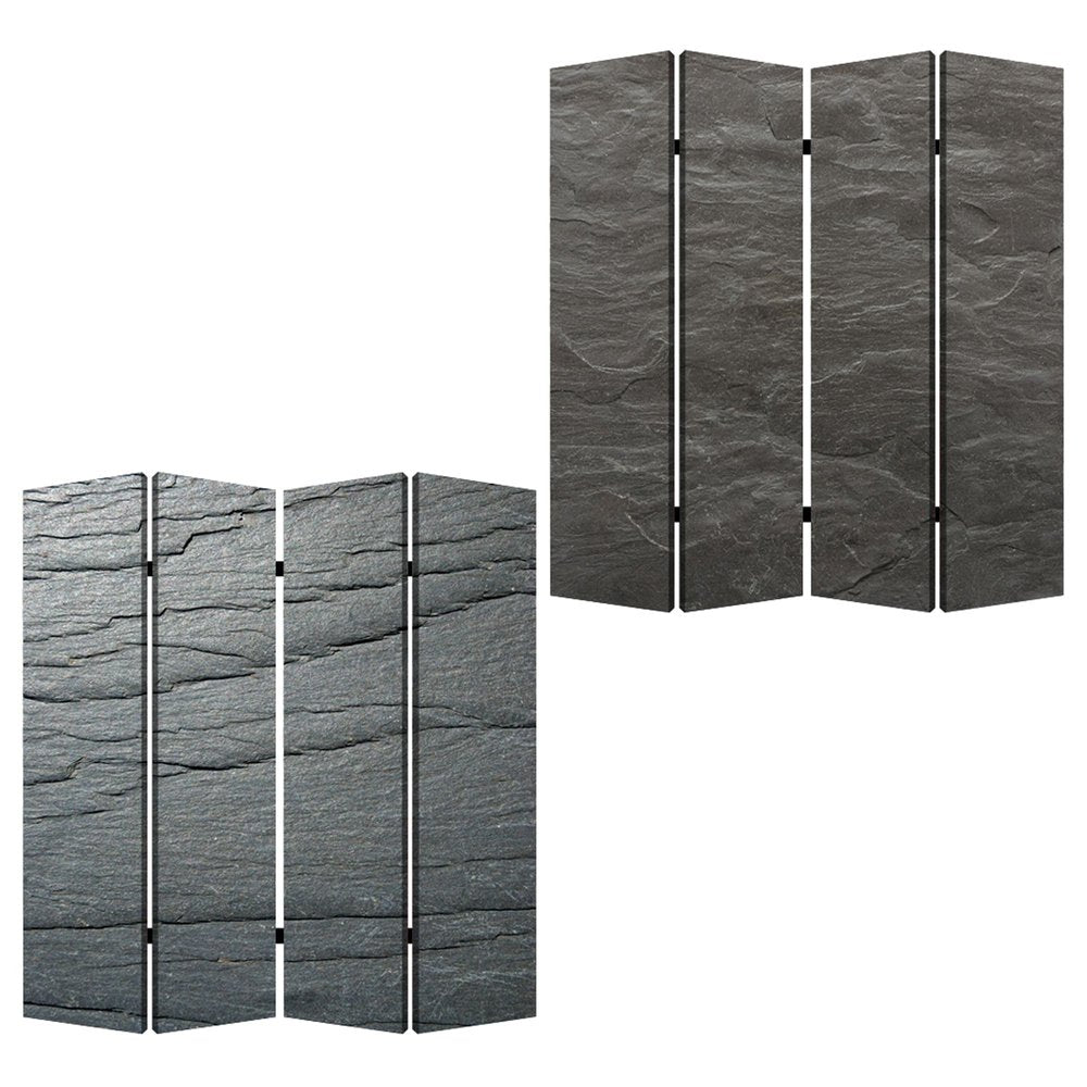84" Gray Canvas Folding Four Panel Screen Room Divider HomeRoots
