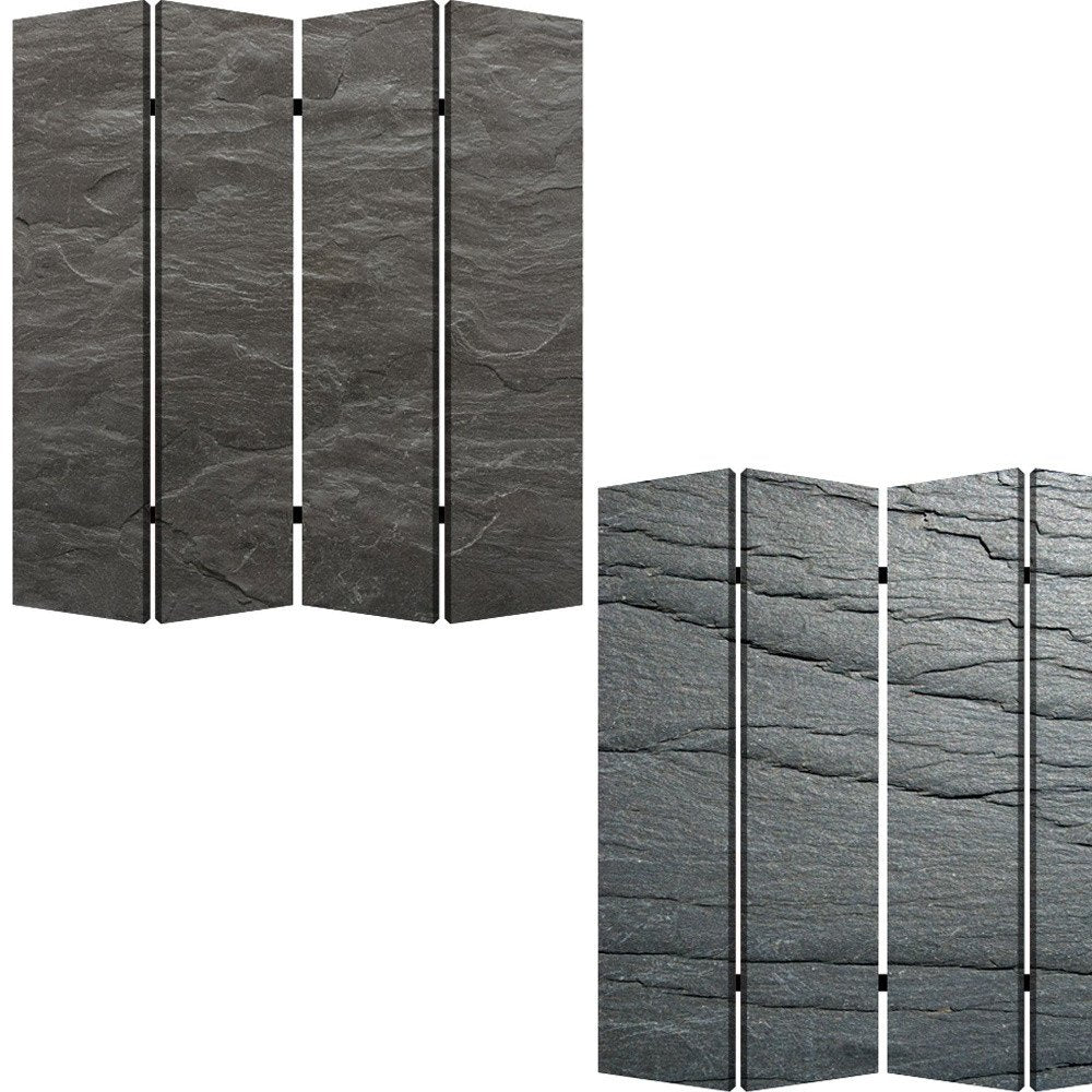 84" Gray Canvas Folding Four Panel Screen Room Divider HomeRoots