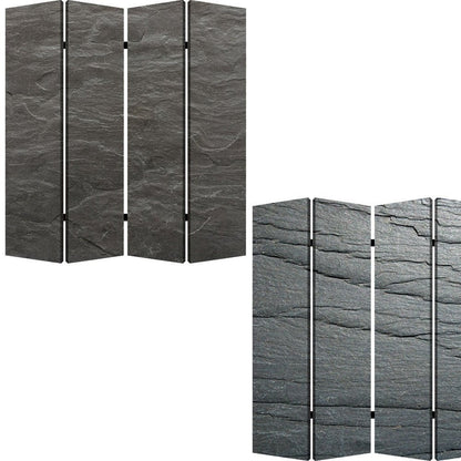 84" Gray Canvas Folding Four Panel Screen Room Divider HomeRoots
