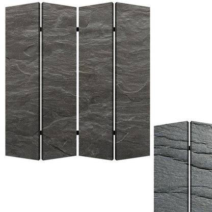 84" Gray Canvas Folding Four Panel Screen Room Divider HomeRoots