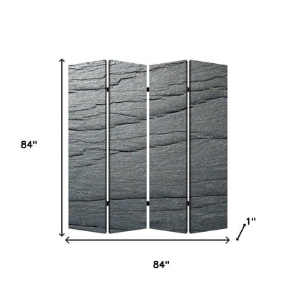 84" Gray Canvas Folding Four Panel Screen Room Divider HomeRoots