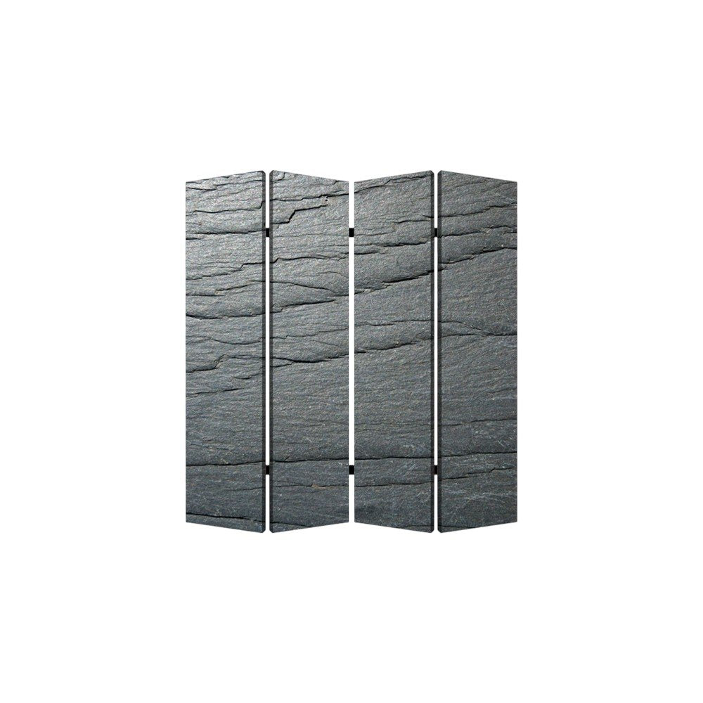 84" Gray Canvas Folding Four Panel Screen Room Divider HomeRoots