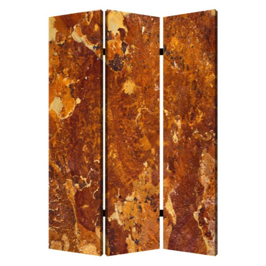 72" Brown Canvas Folding Three Panel Screen Room Divider HomeRoots