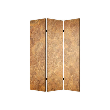72" Brown Canvas Folding Three Panel Screen Room Divider HomeRoots