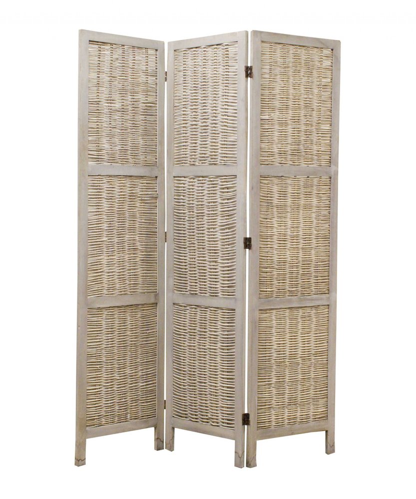 67" Beige Solid Wood Panel Screen Room Divider HomeRoots