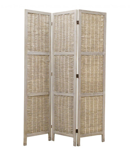 67" Beige Solid Wood Panel Screen Room Divider HomeRoots