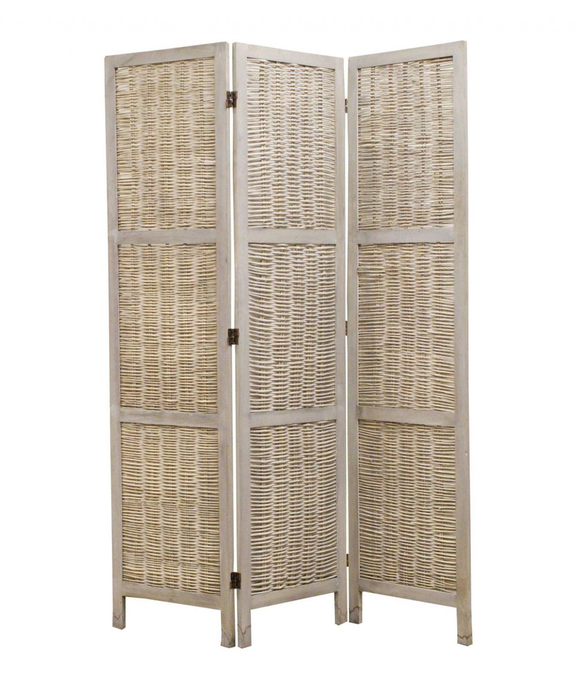 67" Beige Solid Wood Panel Screen Room Divider HomeRoots