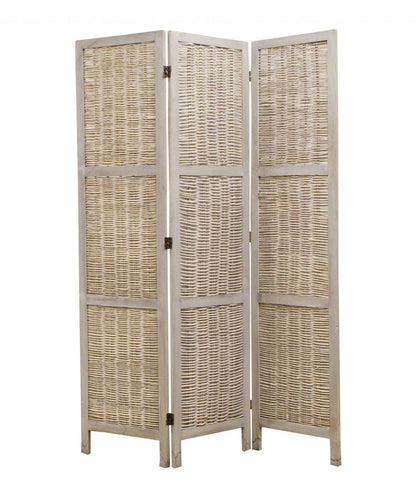 67" Beige Solid Wood Panel Screen Room Divider HomeRoots