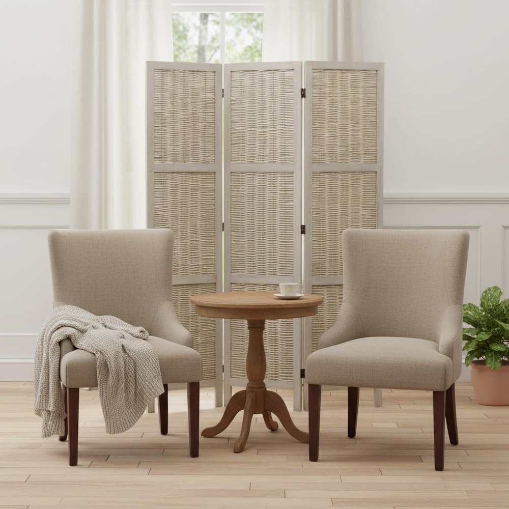 67" Beige Solid Wood Panel Screen Room Divider HomeRoots