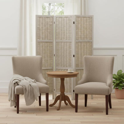 67" Beige Solid Wood Panel Screen Room Divider HomeRoots