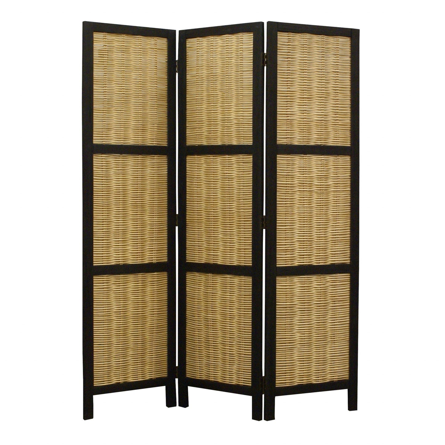 67" Brown Folding Three Panel Screen Room Divider HomeRoots