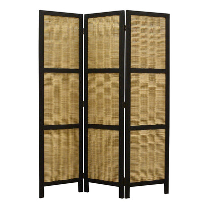 67" Brown Folding Three Panel Screen Room Divider HomeRoots