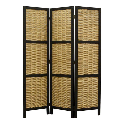 67" Brown Folding Three Panel Screen Room Divider HomeRoots