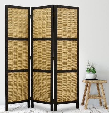 67" Brown Folding Three Panel Screen Room Divider HomeRoots
