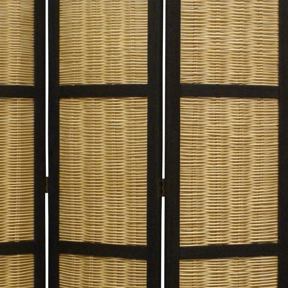 67" Brown Folding Three Panel Screen Room Divider HomeRoots