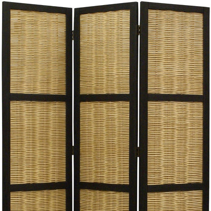 67" Brown Folding Three Panel Screen Room Divider HomeRoots