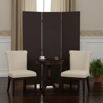 71" Brown Faux Leather Folding Three Panel Screen Room Divider HomeRoots