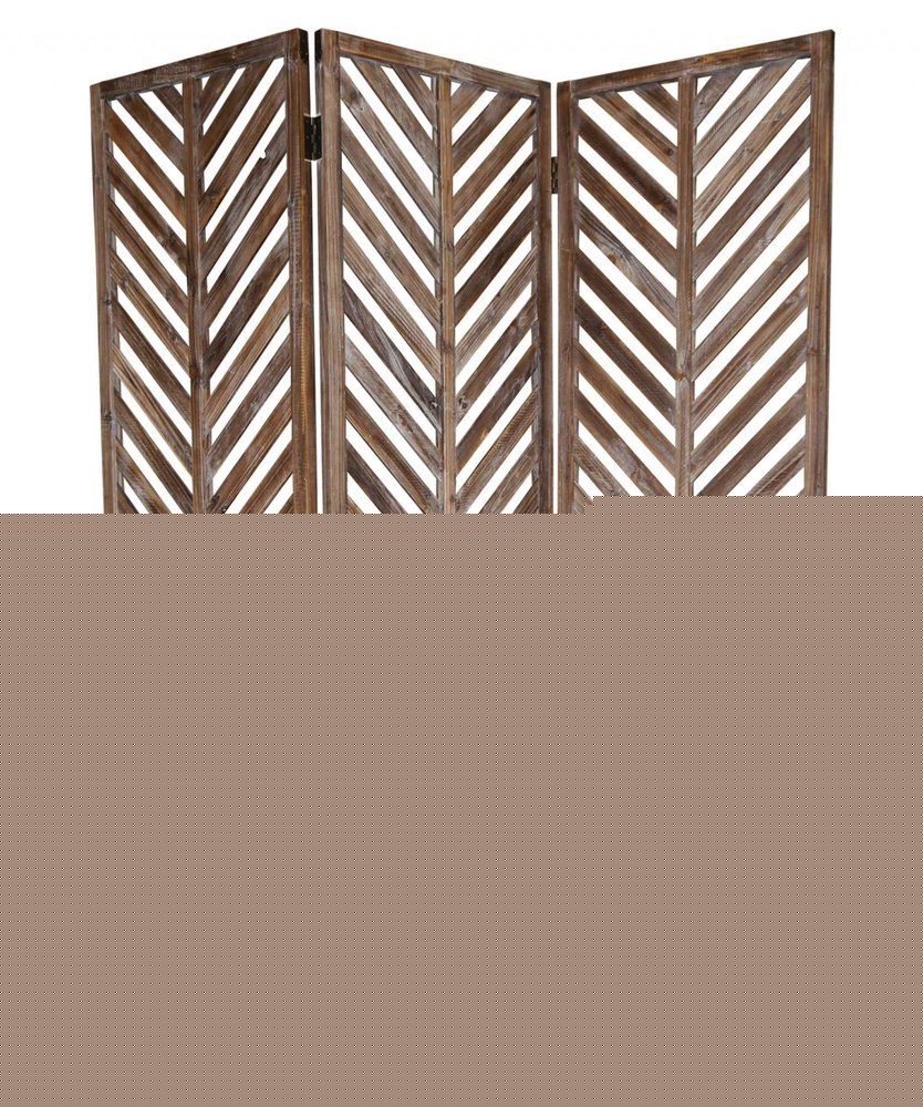 72" Brown Wood Folding Three Panel Screen Room Divider HomeRoots